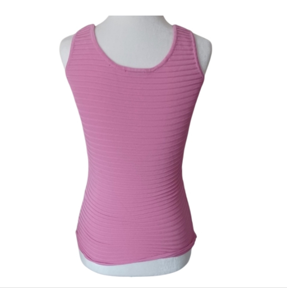 "Cache" Pink Misses (XS) Pretty Pink Ribbed Drawstring Top" Excellent Condition - Picture 3 of 3